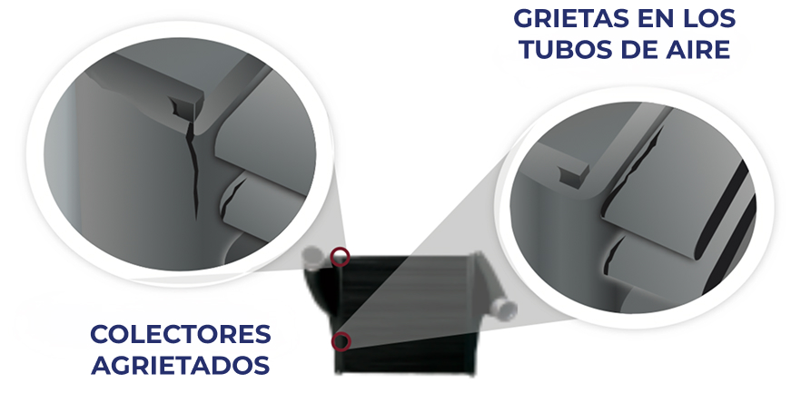 Grietas en tubos de aire y colectores
