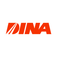 Logotipo rojo de DINA sobre fondo gris